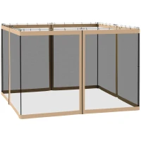 Outsunny Replacement Mesh Sidewall Netting for 10' x 10' Gazebos and Canopy Tents with Zippers, (Sidewall Only) Beige(m-1)
