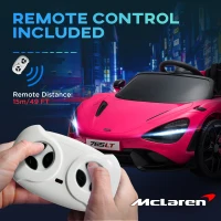 Qaba McLaren 765LT Licensed 12V Kids Electric Car w/ Scissor Doors, Transport Wheels, Remote, Slow Start, Music Horn Pink(m-9)