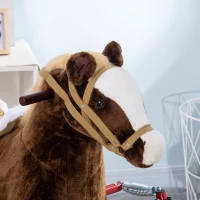 Qaba Kids Spring Rocking Horse, Ride on Horse for Girls and Boys with Animal Sounds, Plush Horse Ride-on with Soft Feel, Interactive Toy for Kids(m-9)