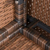 Outsunny Patio Dining Set, PE Rattan Furniture w/ 2 Chairs, Cushions & 3-Seat Sofa, Woodgrain Slatted Dinner Table, Beige(m-7)