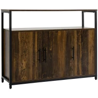HOMCOM Industrial Kitchen Sideboard, Buffet Cabinet with Storage Open Compartment and Adjustable Shelves for Living Room, Bedroom, Hallway, Rustic Brown(m-2)