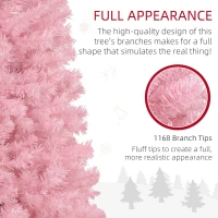 HOMCOM 8' Artificial Christmas Tree Douglas Fir Pencil Christmas Tree with 1168 Realistic Branch Tips, Pink(m-7)