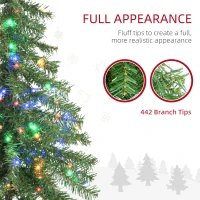 HOMCOM 6' Artificial Christmas Tree with Warm White or Colourful LED Lights, Pencil Shape, Steel Base(m-5)