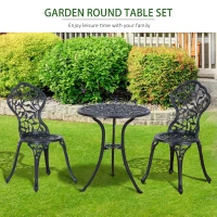 Outsunny 3 Pieces Bistro Set, Patio Table and Chairs with Cast Aluminum Frame for Garden, Balcony, Porch, Black(m-6)