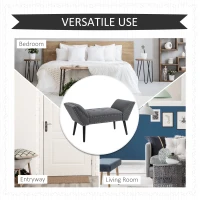HOMCOM Modern Button Tufted Sitting Bench, Accent Fabric Upholstered Ottoman for Bedroom or Living Room, Charcoal Grey(m-7)