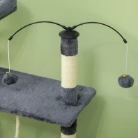 PawHut 53" Cat Tree, Cat Tower with Scratching Posts, Cat Condo, Beds, Platforms, Toy Balls for Indoor Cats, Dark Grey(m-9)