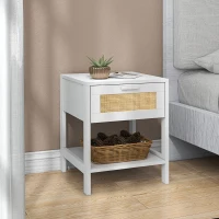 HOMCOM Modern Bedside Table, Accent Nightstand with Drawer and Open Shelf, Bed End Table for Bedroom, Living Room, White(m-1)