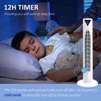 HOMCOM 38 Inch Tower Fan for Bedroom Cooling, 70°Oscillating Fan with 3 Speeds, 12H Timer, and Remote Control, Standing Floor Fan for Home Office, White(m-6)
