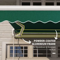 Outsunny 8' x 6.6' Patio Retractable Awning, Manual Exterior Sun Shade Deck Window Cover, Green(m-6)