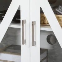 HOMCOM TV Cabinet Stand for TVs up to 58", Entertainment Center with Adjustable Shelves, 4 Glass Doors and 4 Cable Holes for Living Room, White(m-9)