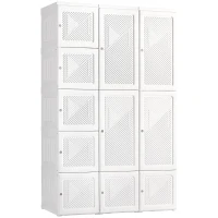 HOMCOM Portable Wardrobe Closet, Folding Clothes Storage Organizer with 8 Cube Compartments, 2 Hanging Rods, 11 Magnet Doors, White(m-1)