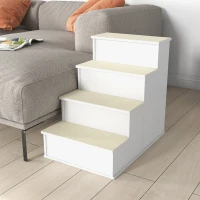 PawHut Dog Steps Pet Stairs for Bed Cat Ladder for Couch with Non-Slip Carpet, 15.7" x 23.2" x 21.3", White(m-7)