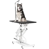 PawHut Pet Grooming Table, Height Adjustable Dog Grooming Table with Arm, Noose and Non-Slip Grooming Table, Black(m-2)