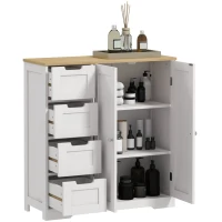 HOMCOM Freestanding Bathroom Floor Cabinet, Modern Bathroom Cabinet with Adjustable Shelf, 4 Drawers and 2 Doors, White(m-11)