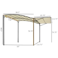 Outsunny 10' x 8' Outdoor Pergola and Patio Gazebo, Extendable Side Awning, Sun Shade Shelter for Garden, Camper, Deck, Doors and Windows, Beige(m-3)