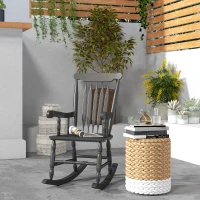 Outsunny Porch Rocker Chair, Outdoor Wooden Rocking Chair with High Back for Garden, Patio, Balcony, Black(m-8)