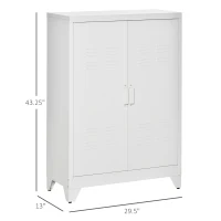 HOMCOM Industrial Storage Cabinet, Steel Garage Cabinet with Double Doors and Adjustable Shelves, White(m-3)
