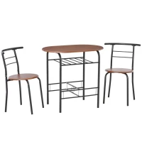 HOMCOM Dining Table Set of 3, 31.5" Kitchen Table and Chairs Set for 2 with Shelf, for Small Space, Dining Room, Living Room(m-2)
