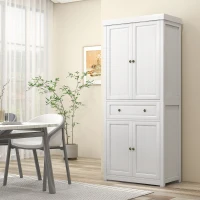 HOMCOM 72.5" Kitchen Pantry Cabinet, Tall Storage Cabinet with Doors, Drawer, and Adjustable Shelves, Distressed White(m-10)