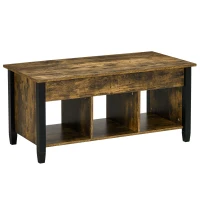 HOMCOM Lift Top Coffee Table, Modern Center Table with Storage Shelves and Hidden Compartment for Living Room, 41" L(m-11)