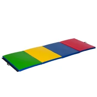 Soozier 4'x10'x2'' Folding Gymnastics Tumbling Mat, Exercise Mat with Carrying Handles for Yoga, MMA, Martial Arts, Stretching, Core Workouts, MultiColor(m-11)