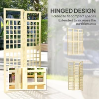Outsunny 3 Panel Outdoor Wood Privacy Screen, Folding Room Divider/Trellis for Home, Patio, 47.2" x 66.9", Natural Wood(m-5)