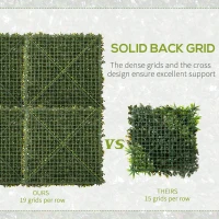Outsunny 12PCs Grass Wall Panels, 20" x 20" Artificial Grass Wall Decor, Greenery Backdrop Panels Wall for Outdoor, Indoor, Garden, Fence, Backyard, Green and White(m-6)