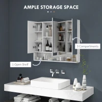 kleankin Wall Mounted Bathroom Medicine Cabinet with Mirror and Adjustable Shelves, White(m-4)