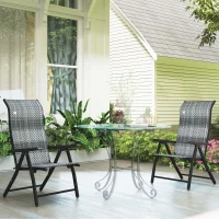 Outsunny 2PCs Outdoor Wicker Folding Chairs with Adjustable Backrest, Mixed Grey(m-8)
