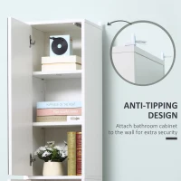 kleankin Tall Bathroom Cabinet with Mirror Narrow Bathroom Storage Cabinet with Doors Adjustable Shelves for Small Spaces White(m-5)