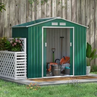 Outsunny 7' x 4' Outdoor Storage Shed, Garden Tool House w/ Foundation Kit Vents & Sliding Doors for Backyard Patio, Green(m-11)