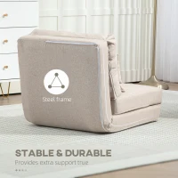HOMCOM Floor Chair, Convertible Floor Sofa Bed, Folding Upholstered Couch Bed with Adjustable Backrest, Beige(m-7)