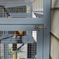 PawHut Catio Outdoor, Window Catio for 2-3 Large Indoor Cats w/ 2 Jumping Platforms, Scratching Post, for Playing, Napping(m-9)