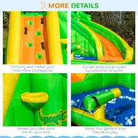 Outsunny 6 in 1 Inflatable Water Slide for Kids Backyard Water Park Castle Bounce House Extra Large Crocodile Style with Basket, Cannon, Pool, Climbing Wall, Slide and Carrybag Without Air Blower(m-7)