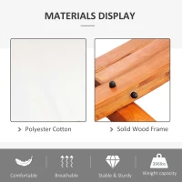 Outsunny Outdoor Hammock with Stand & Accessories, Heavy Duty Wooden Frame, Sun Shade Visor Canopy, Indoor Outside Boho Style Nap Bed, Natural Cotton, White(m-5)