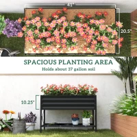 Outsunny Galvanized Raised Garden Bed, Metal Planter Box with Legs, Storage Shelf and Bed Liner, Dark Gray(m-4)