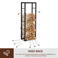 HOMCOM Firewood Rack Outdoor, Log Holder Fireplace Storage Rack with Handles and 220 lbs. Weight Capacity, 15.7" x 9.8" x 59.1", Black(m-5)