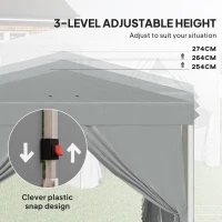Outsunny 10' x 10' Pop-Up Canopy Tent with Sidewalls, Height-Adjustable, Carry Bag Included, for Outdoor, Garden, Patio, Light Grey(m-5)