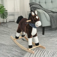 Qaba Kids Plush Ride-On Rocking Horse Toy Cowboy Rocker with Fun Realistic Sounds for Child 3-6 Years Old, Brown(m-8)