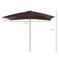 Outsunny Patio Umbrella Market Patio Sun Umbrella Rectangle Coffee(m-3)