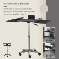 HOMCOM Mobile Laptop Computer Desk Expandable Home Office Table Workstation with Wheels(m-7)