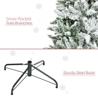 HOMCOM 6' Tall Unlit Snow Flocked Pine Artificial Christmas Tree with Realistic Branches, Green(m-7)