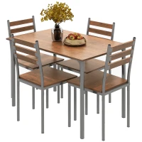 HOMCOM Modern Dining Table Set for 4, 5-Piece Kitchen Table Set, Rectangular Dining Table and 4 Chairs for Small Space, Dinette, Breakfast Nook, Brown(m-11)