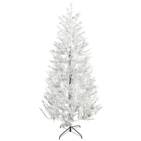 HOMCOM 7 Foot Snow Flocked Artificial Christmas Tree with 240 Fir Realistic Branches, Auto Open, Green(m-11)