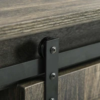 HOMCOM Farmhouse Kitchen Sideboard, Buffet Cabinet with Sliding Barn Door and 3 Storage Drawers for Living Room, Dark Gray(m-8)