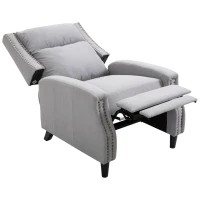 HOMCOM Manual Reclining Sofa, Upholstered Push Back Recliner Armchair for Living Room, Bedroom, Home Theater Seating w/Padded Seat and Backrest, Nailhead Trim, Wooden Legs, Grey(m-10)