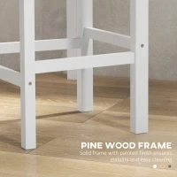 HOMCOM Counter Height Stools Set of 2, Farmhouse Bar Stools with Backs, Solid Wood Counter Stools for Kitchen Island White(m-6)