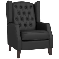 HOMCOM Faux Leather Armchair, Modern Accent Chair with Thick Padding for Living Room, Bedroom, Home Office, Black(m-2)