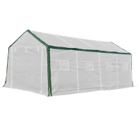 Outsunny 20' x 10' x 8' Heavy-duty Greenhouse, Walk-in Hot House with Windows and Roll Up Door, PE Cover, Steel Frame, White(m-11)