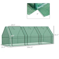 Outsunny 9' x 3' x 3' Portable Mini Greenhouse Outdoor Garden with Large Zipper Doors and Water/UV PE Cover, Green(m-3)